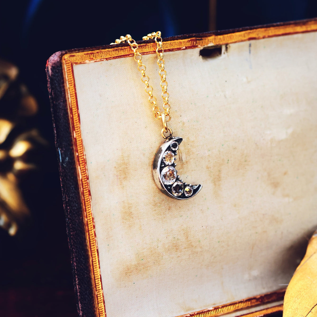 Upcycled Antique Georgian Paste Crescent Moon Pendant