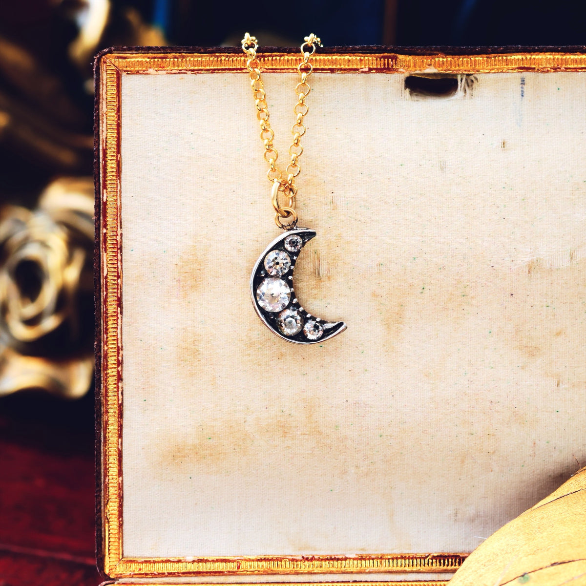 Upcycled Antique Georgian Paste Crescent Moon Pendant