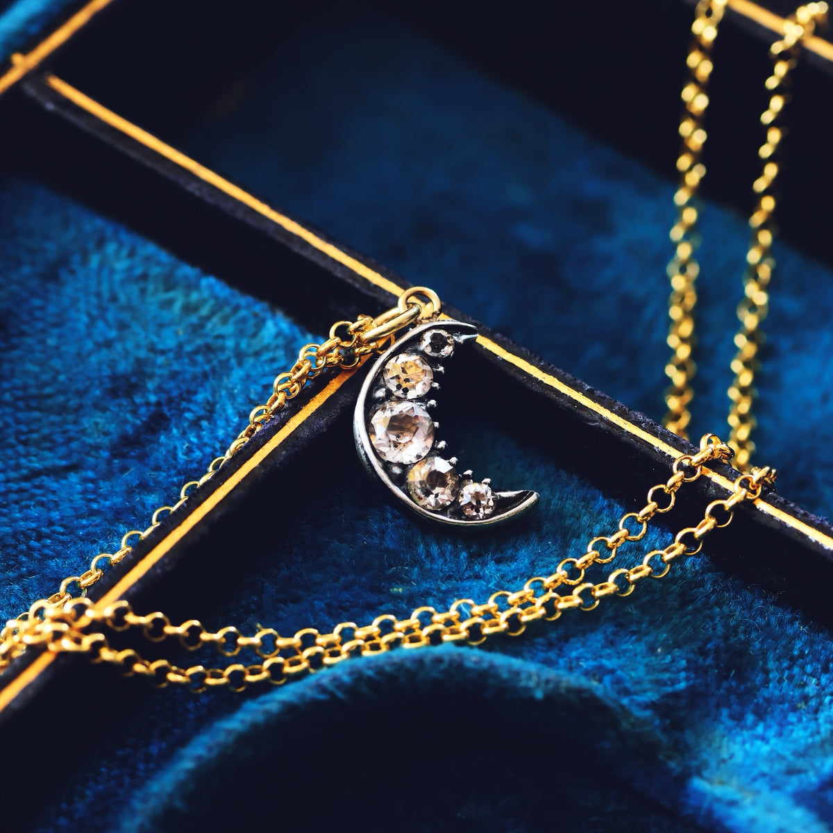 Upcycled Antique Georgian Paste Crescent Moon Pendant