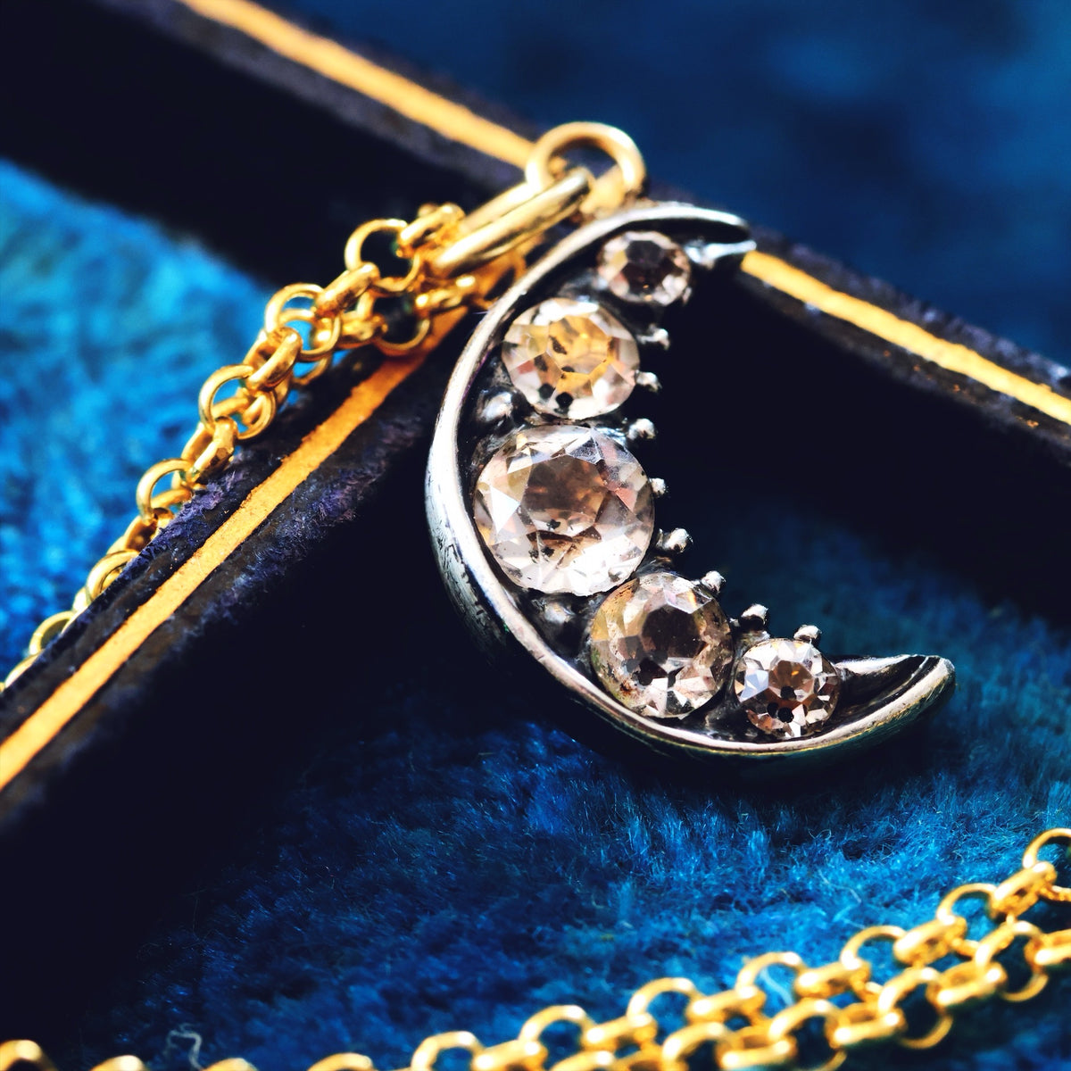 Upcycled Antique Georgian Paste Crescent Moon Pendant