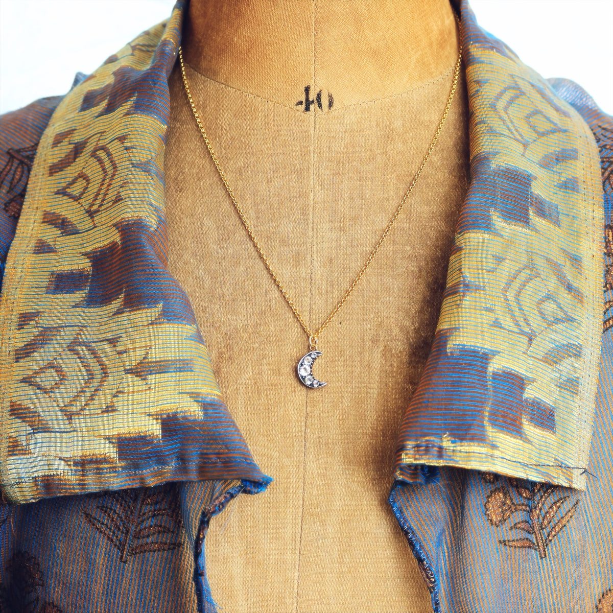 Upcycled Antique Georgian Paste Crescent Moon Pendant