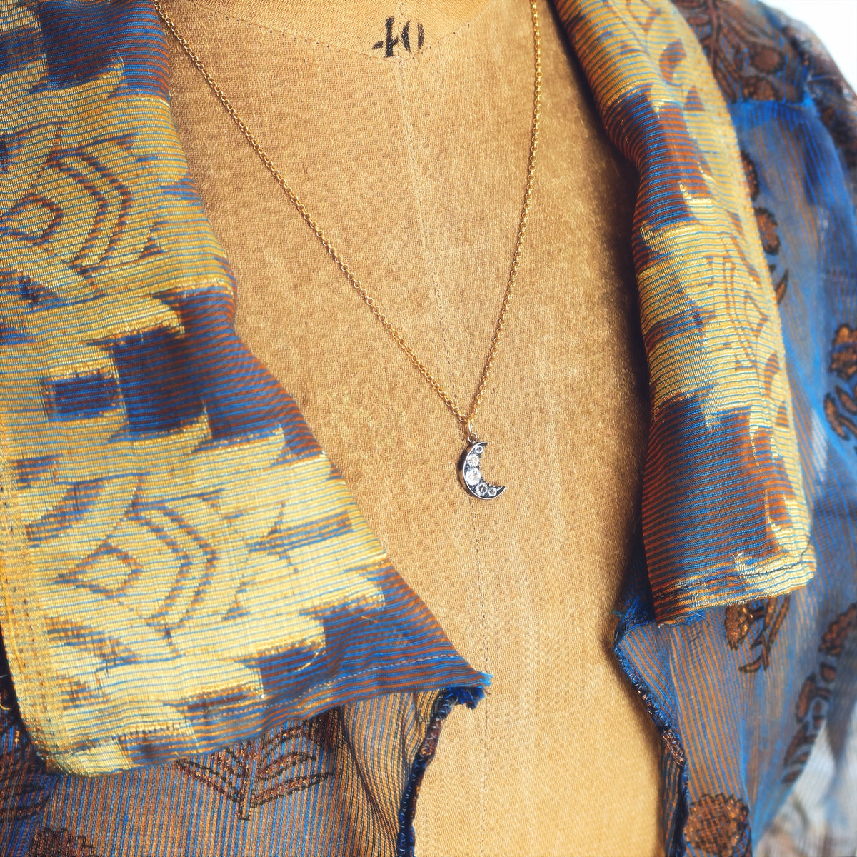 Upcycled Antique Georgian Paste Crescent Moon Pendant