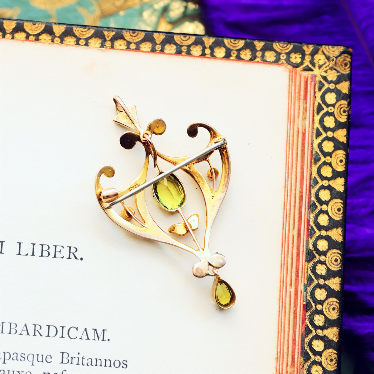 Antique Edwardian Peridot & Wild Pearl Pendant