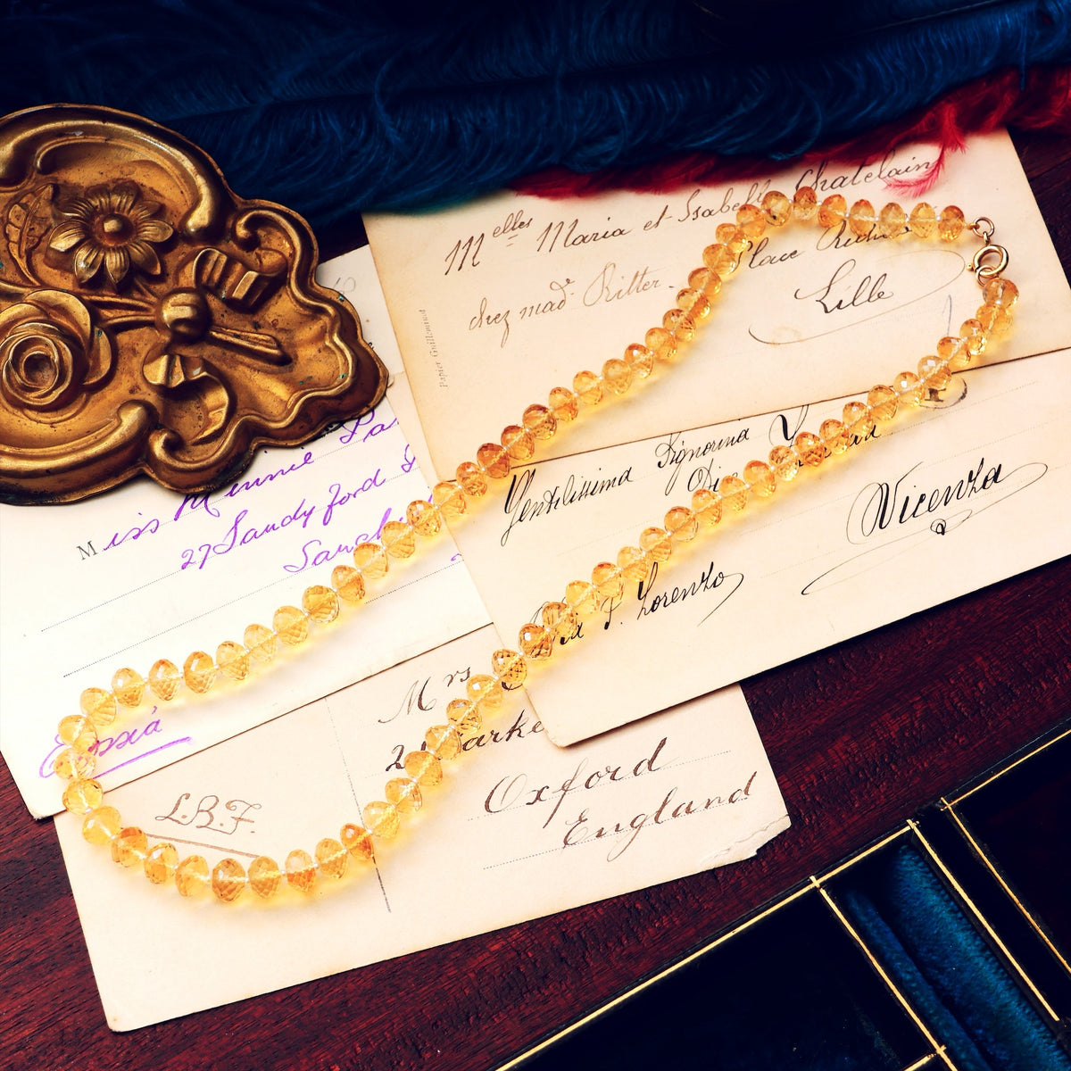 Vintage Citrine & Seed Pearl Bead Necklace