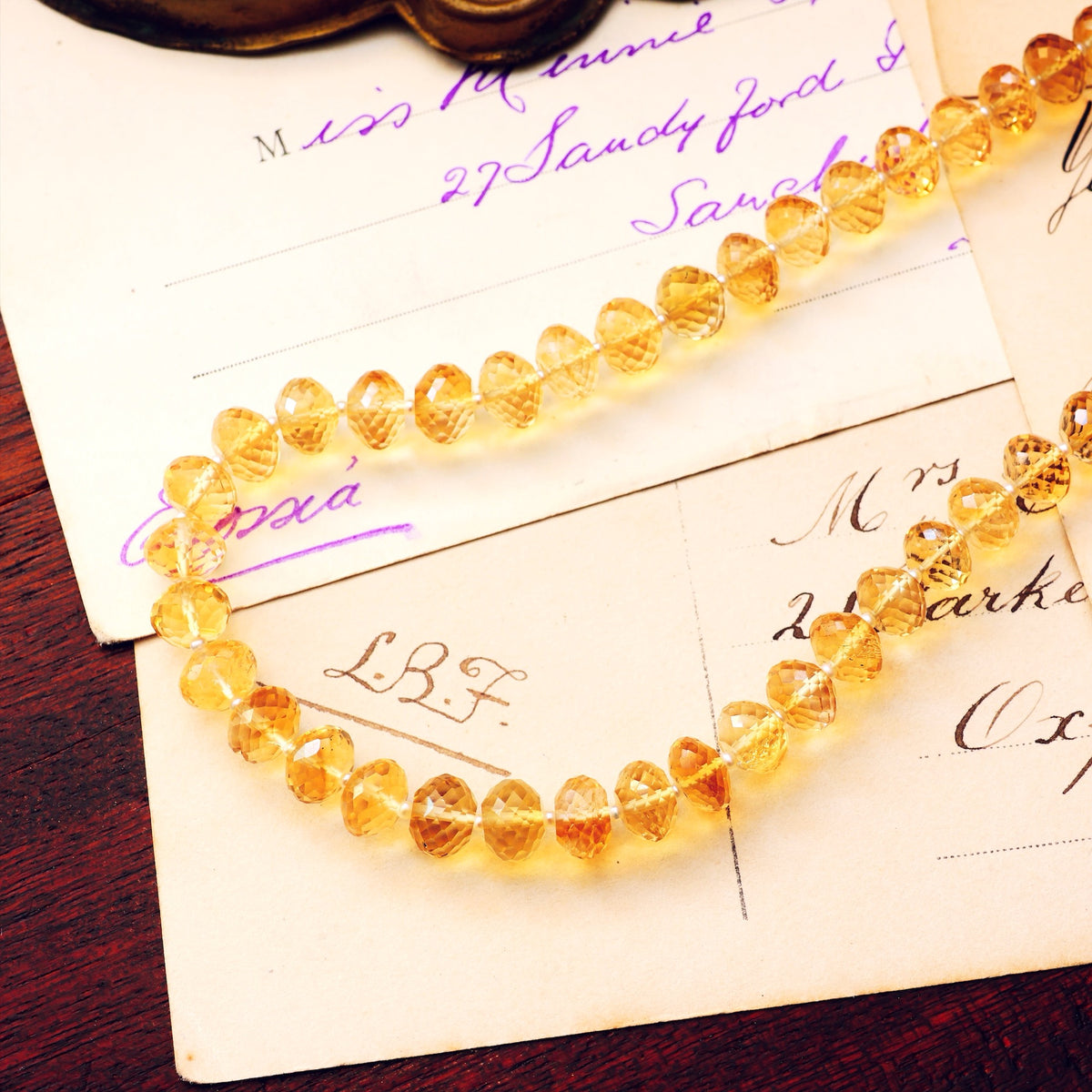 Vintage Citrine & Seed Pearl Bead Necklace