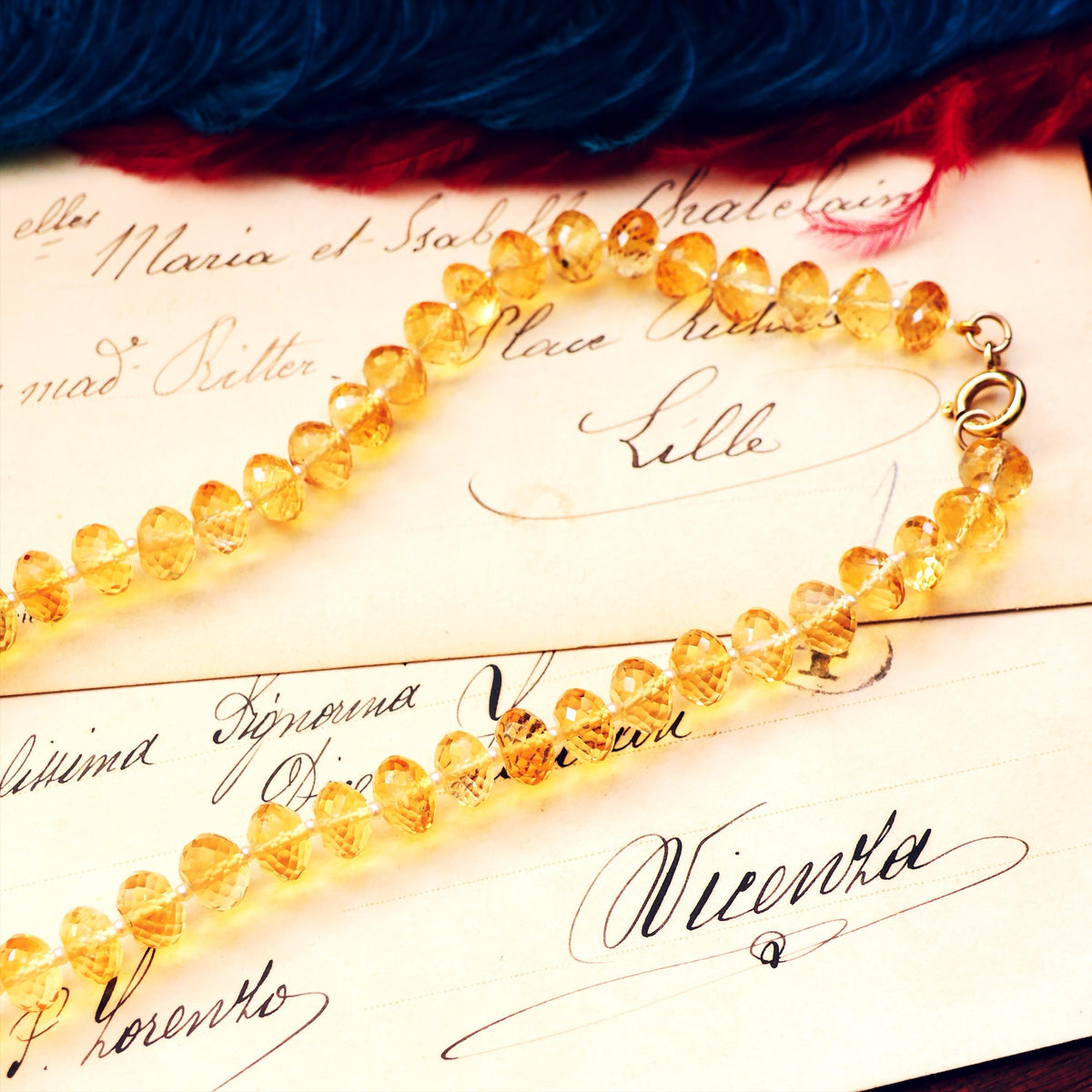 Vintage Citrine & Seed Pearl Bead Necklace