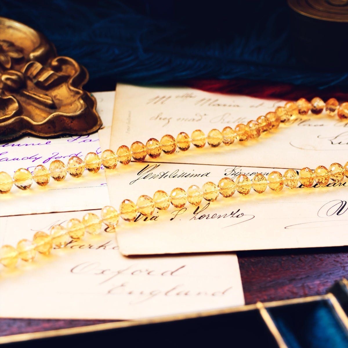 Vintage Citrine & Seed Pearl Bead Necklace