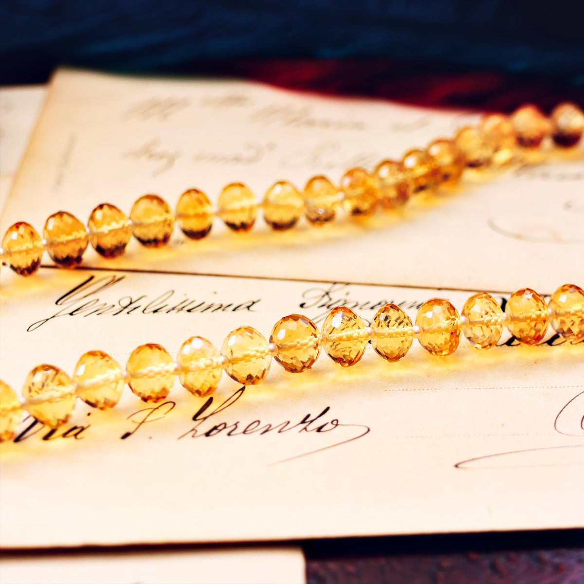 Vintage Citrine & Seed Pearl Bead Necklace