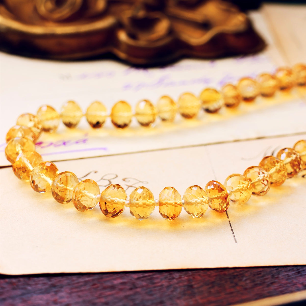 Vintage Citrine & Seed Pearl Bead Necklace