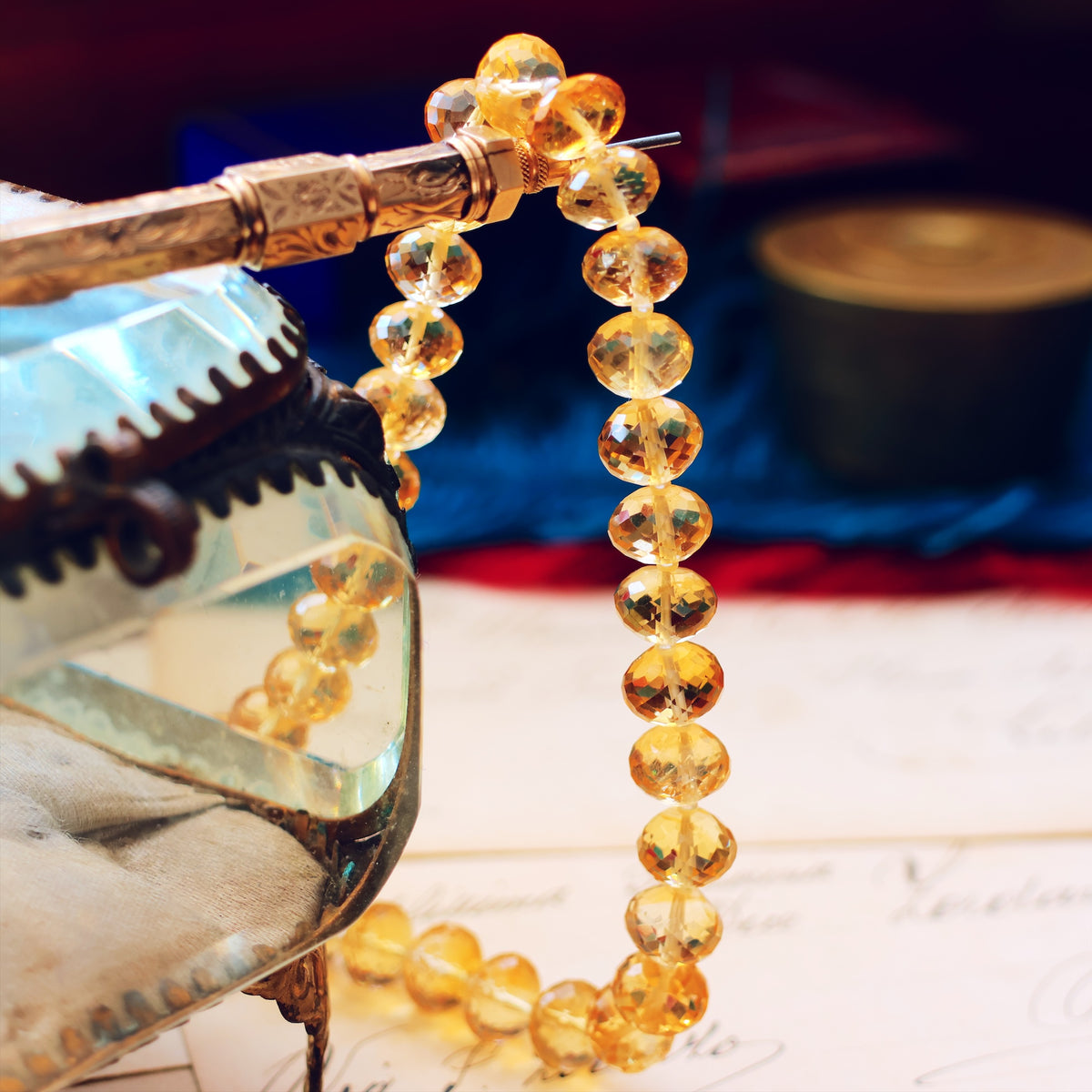 Vintage Citrine & Seed Pearl Bead Necklace