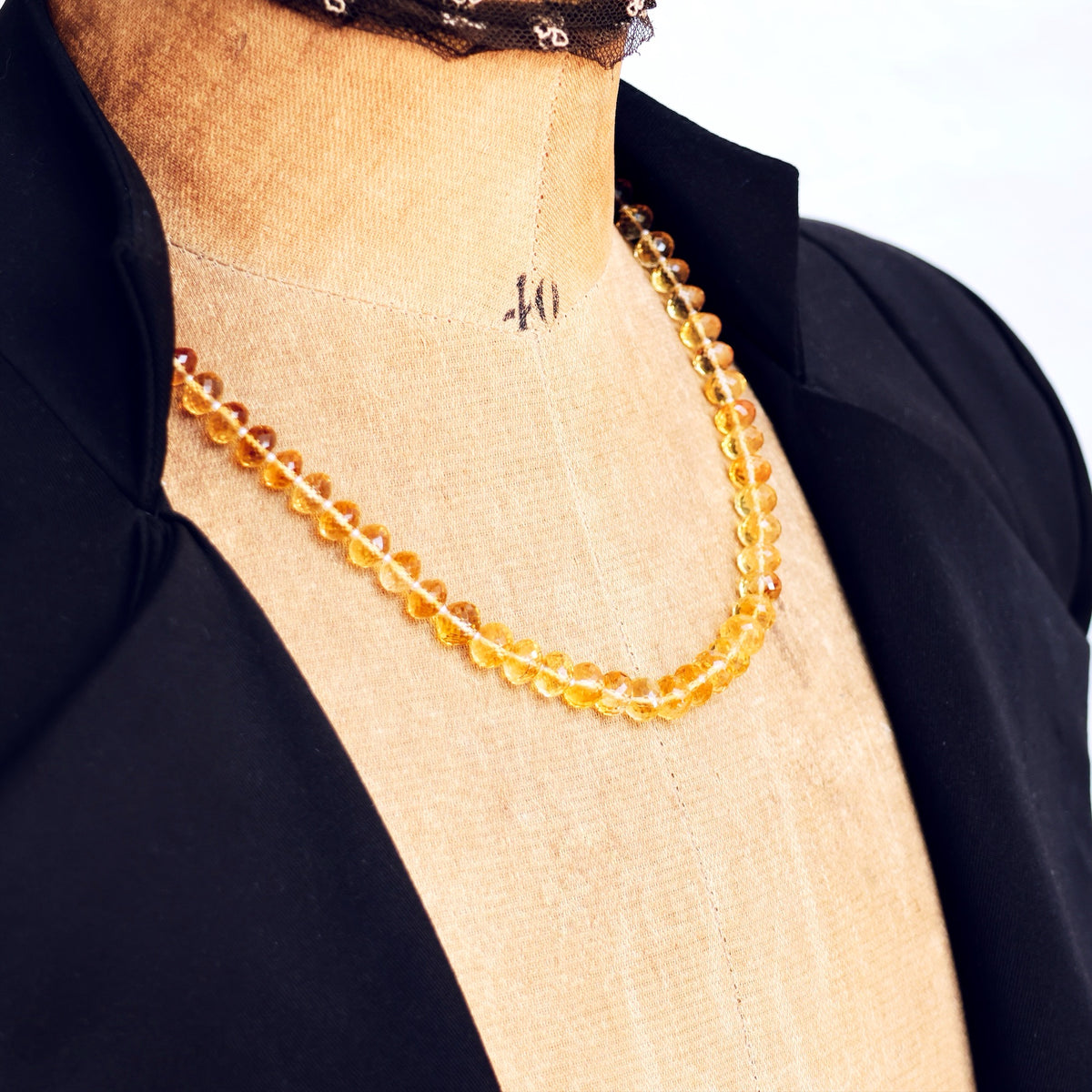 Vintage Citrine & Seed Pearl Bead Necklace