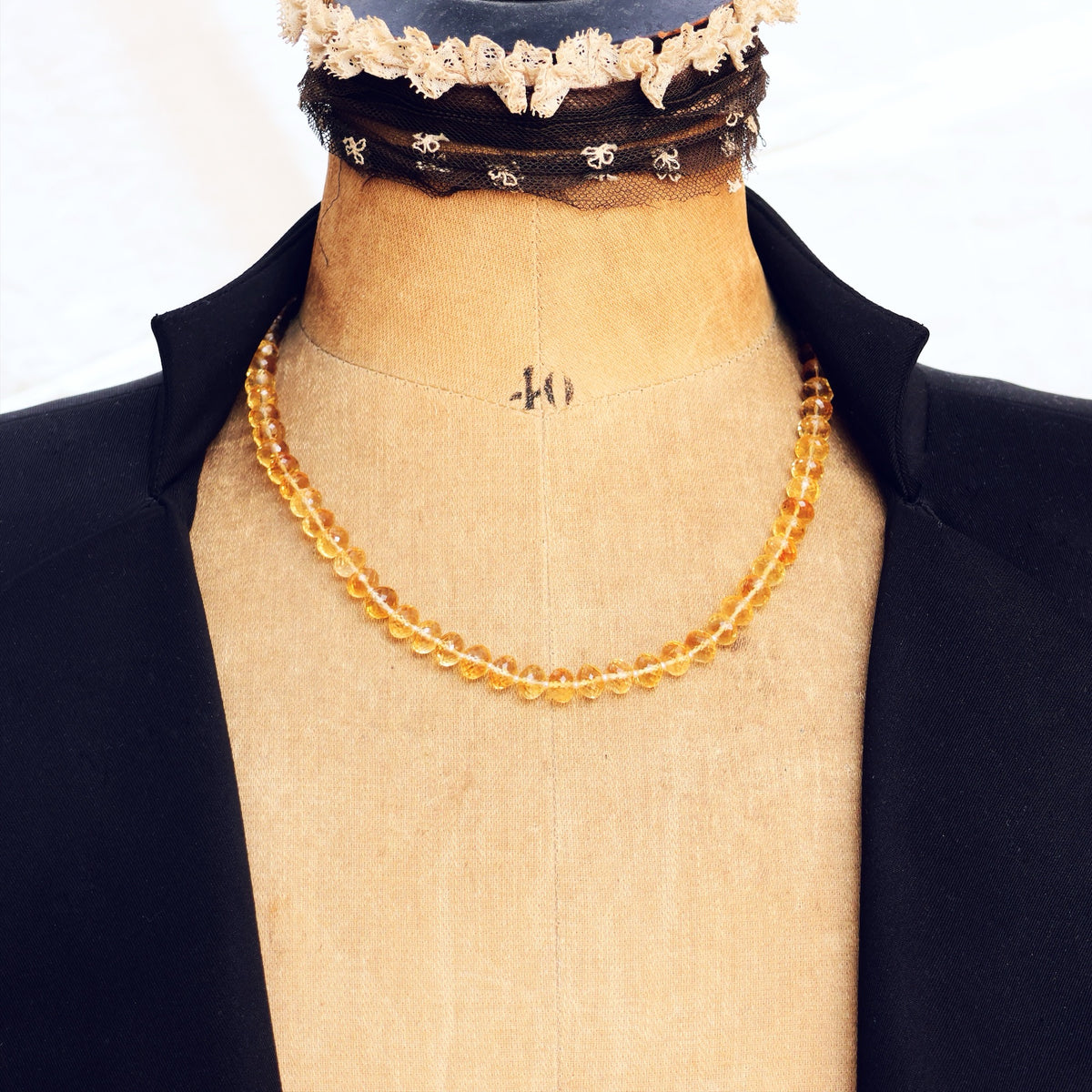 Vintage Citrine & Seed Pearl Bead Necklace