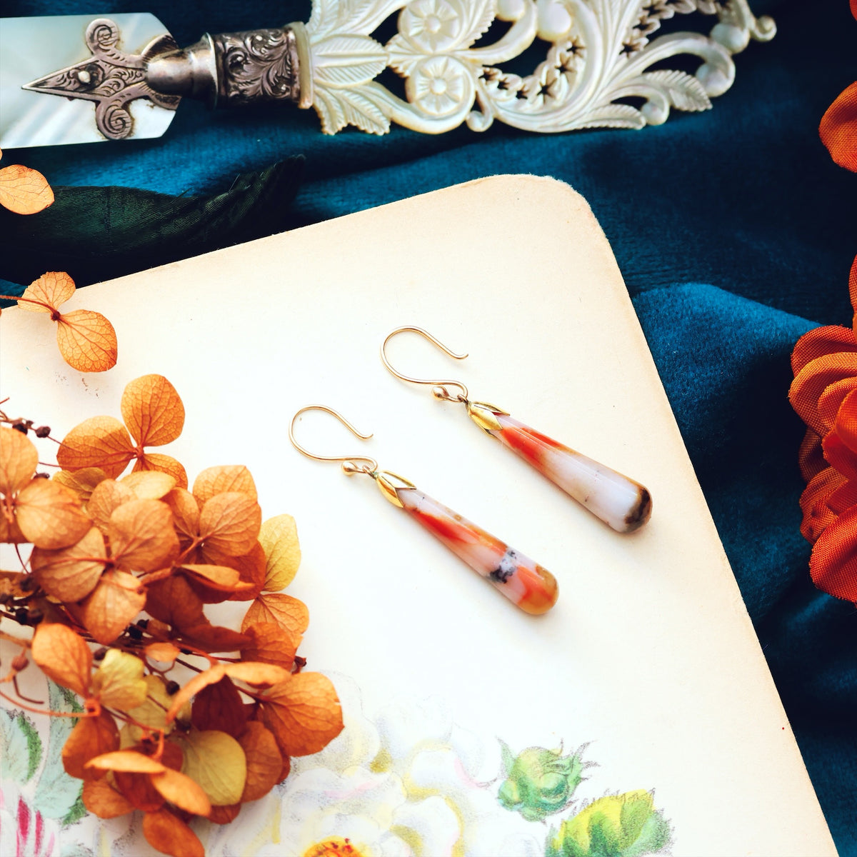 Vintage Scottish Agate Drop Earrings