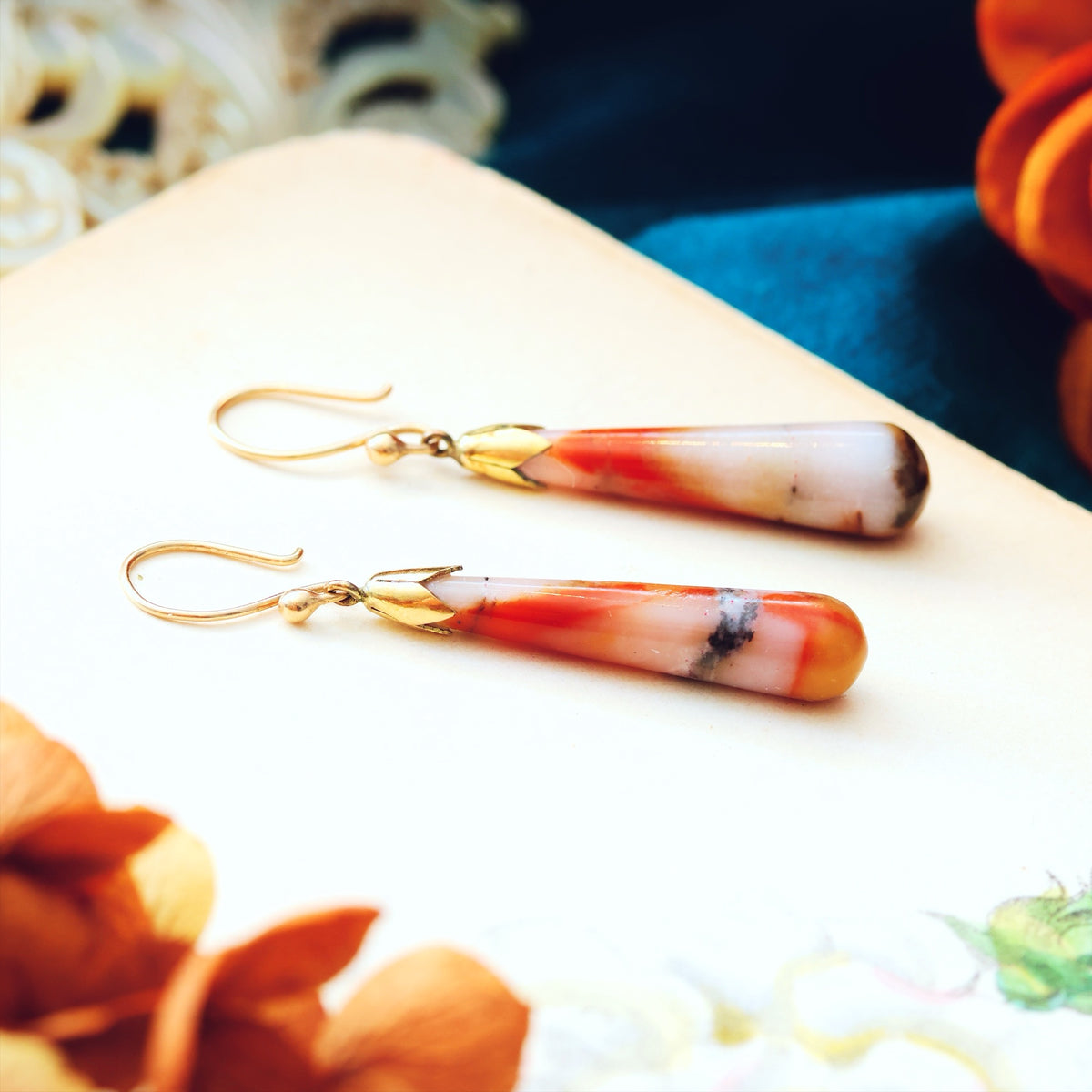 Vintage Scottish Agate Drop Earrings