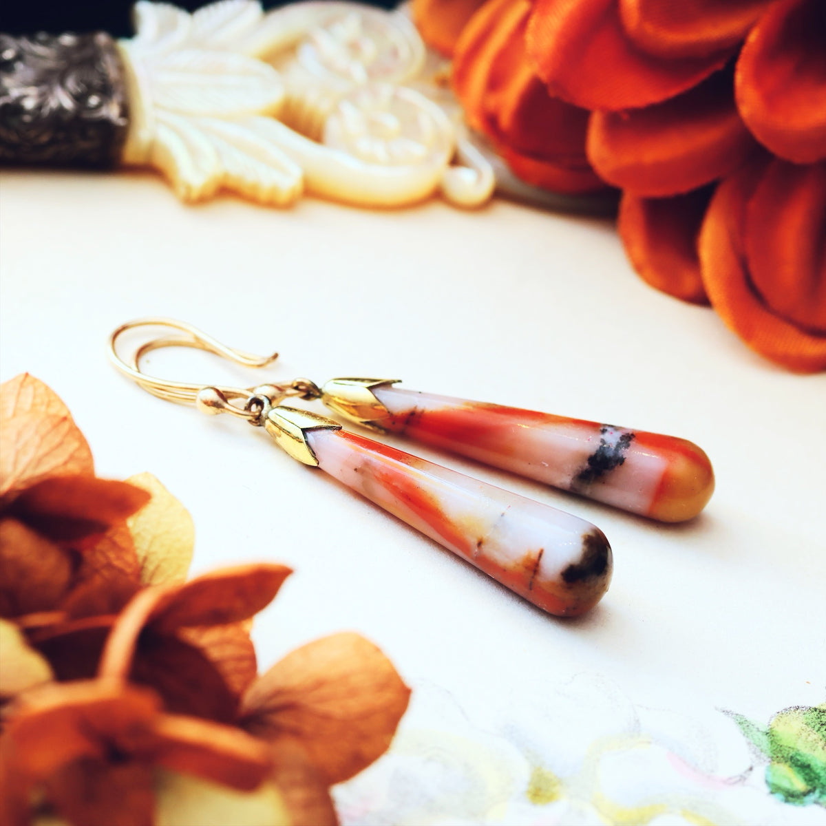 Vintage Scottish Agate Drop Earrings