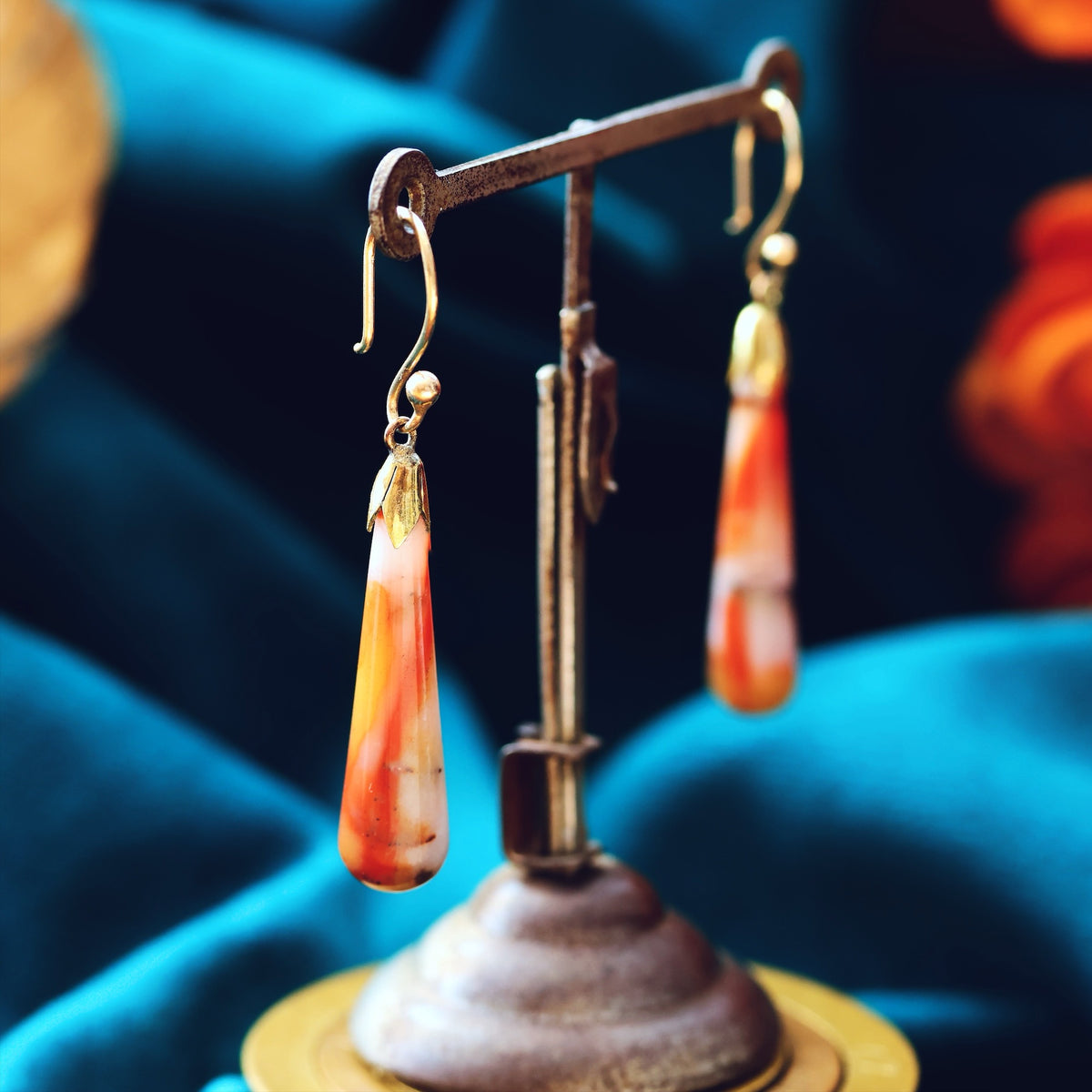 Vintage Scottish Agate Drop Earrings