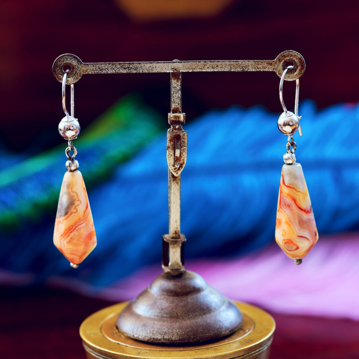 Vintage Scottish Agate Drop Earrings