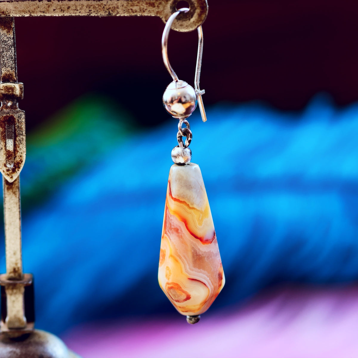 Vintage Scottish Agate Drop Earrings