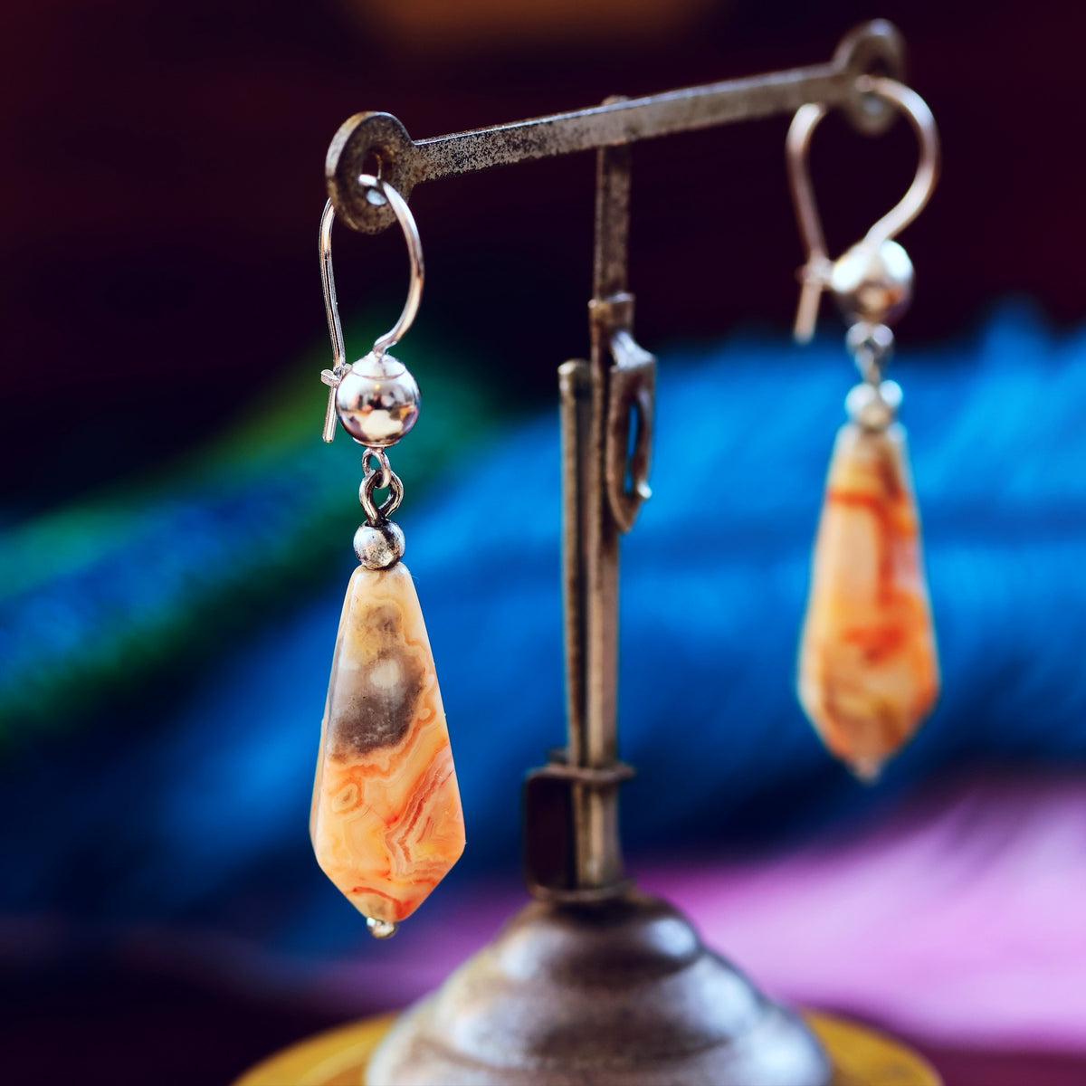 Vintage Scottish Agate Drop Earrings