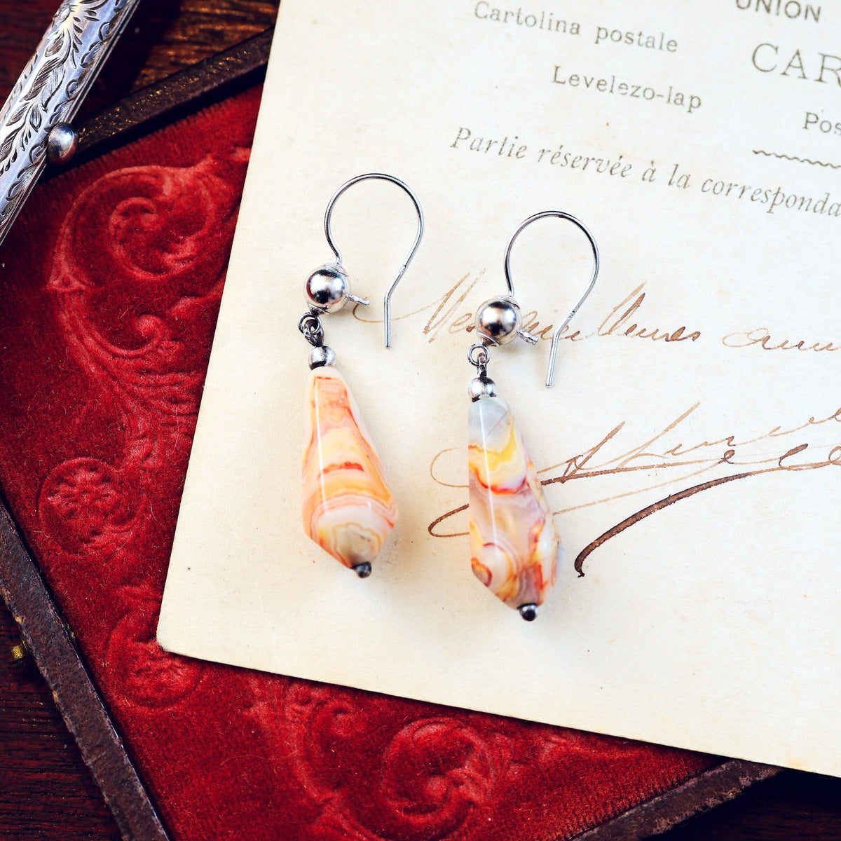 Vintage Scottish Agate Drop Earrings
