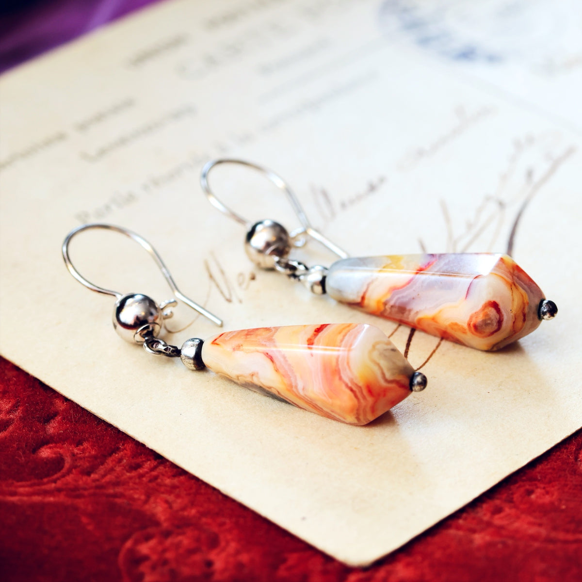 Vintage Scottish Agate Drop Earrings