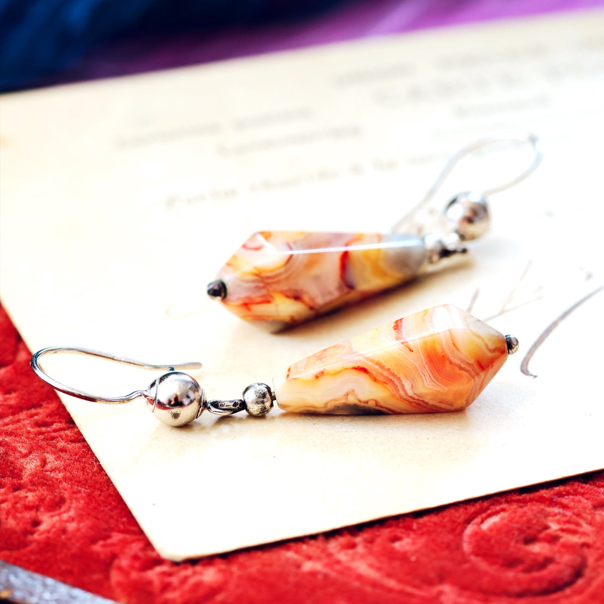Vintage Scottish Agate Drop Earrings