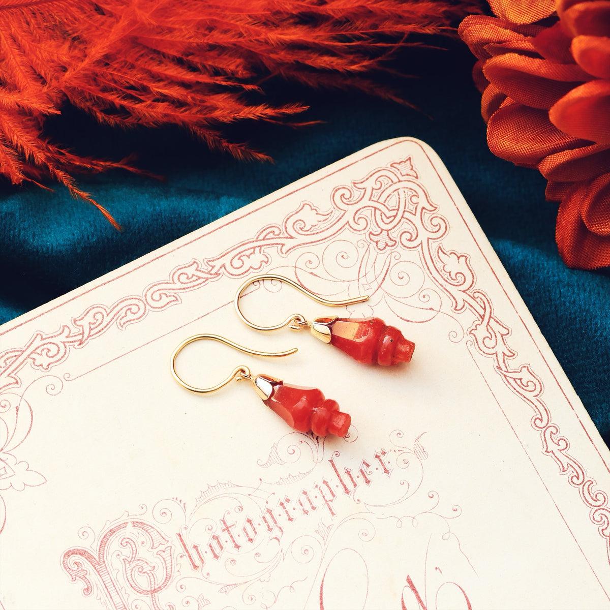 Vintage Scottish Russet Carnelian Drop Earrings