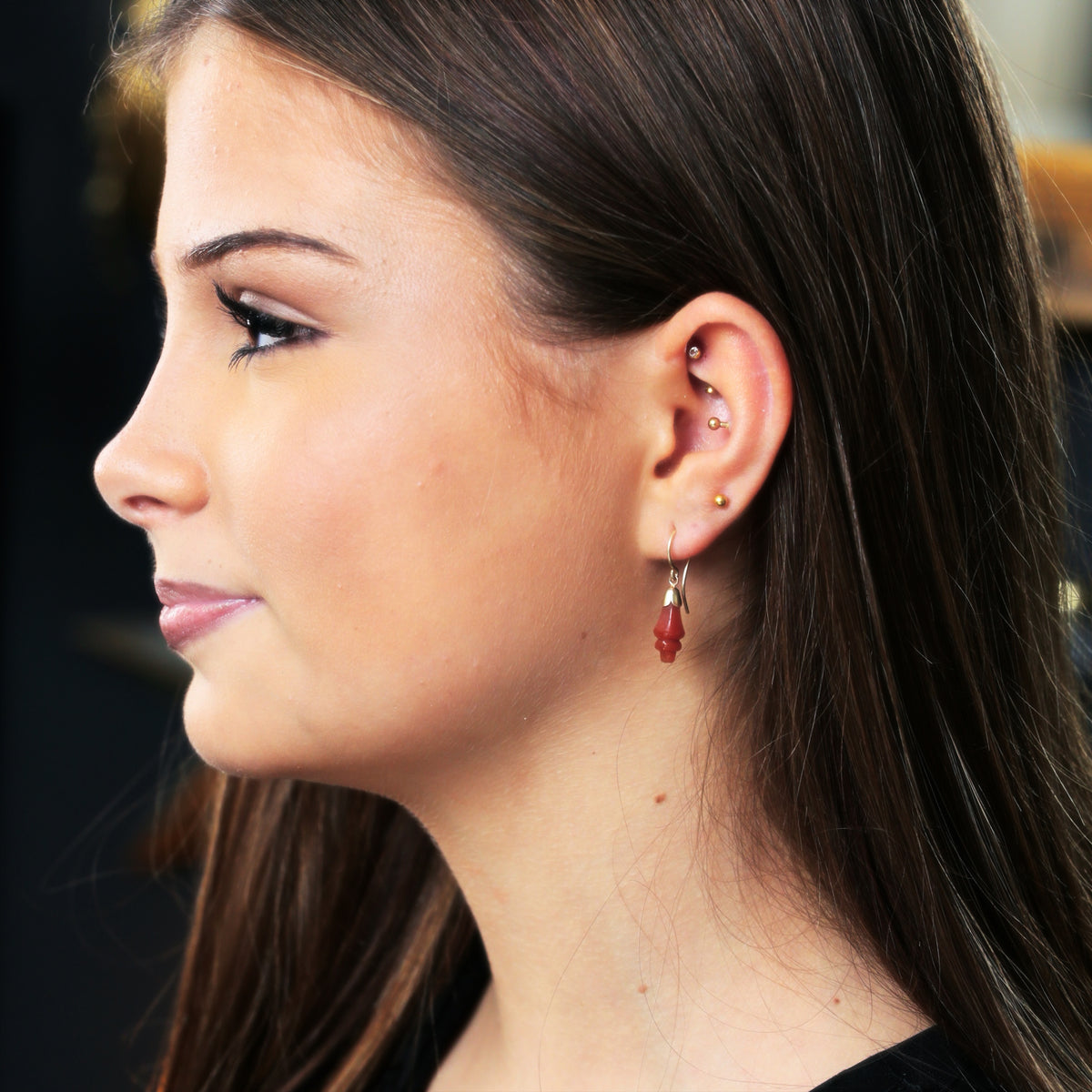 Vintage Scottish Russet Carnelian Drop Earrings