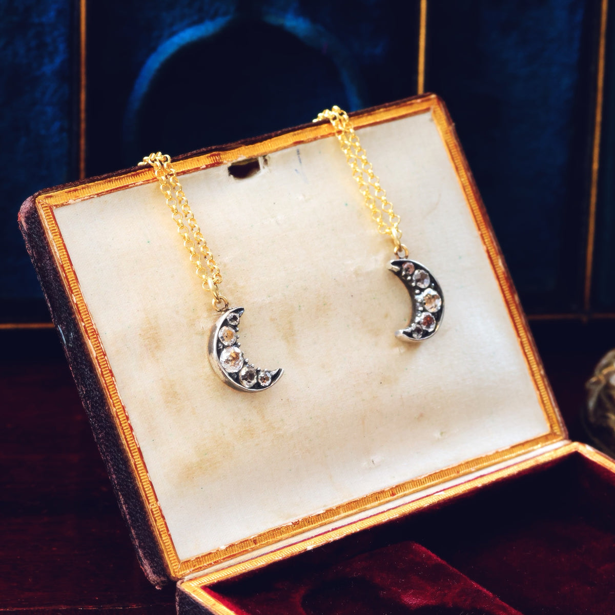 Upcycled Antique Georgian Paste Crescent Moon Pendant