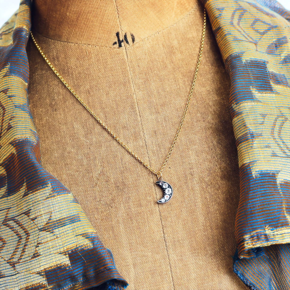 Upcycled Antique Georgian Paste Crescent Moon Pendant