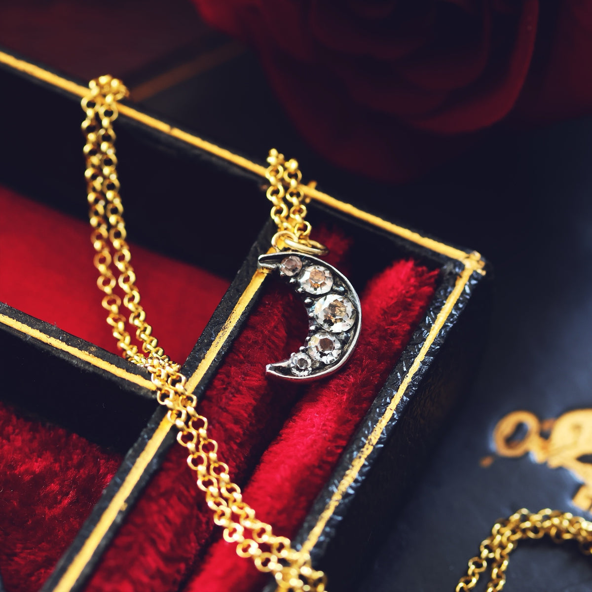 Upcycled Antique Georgian Paste Crescent Moon Pendant