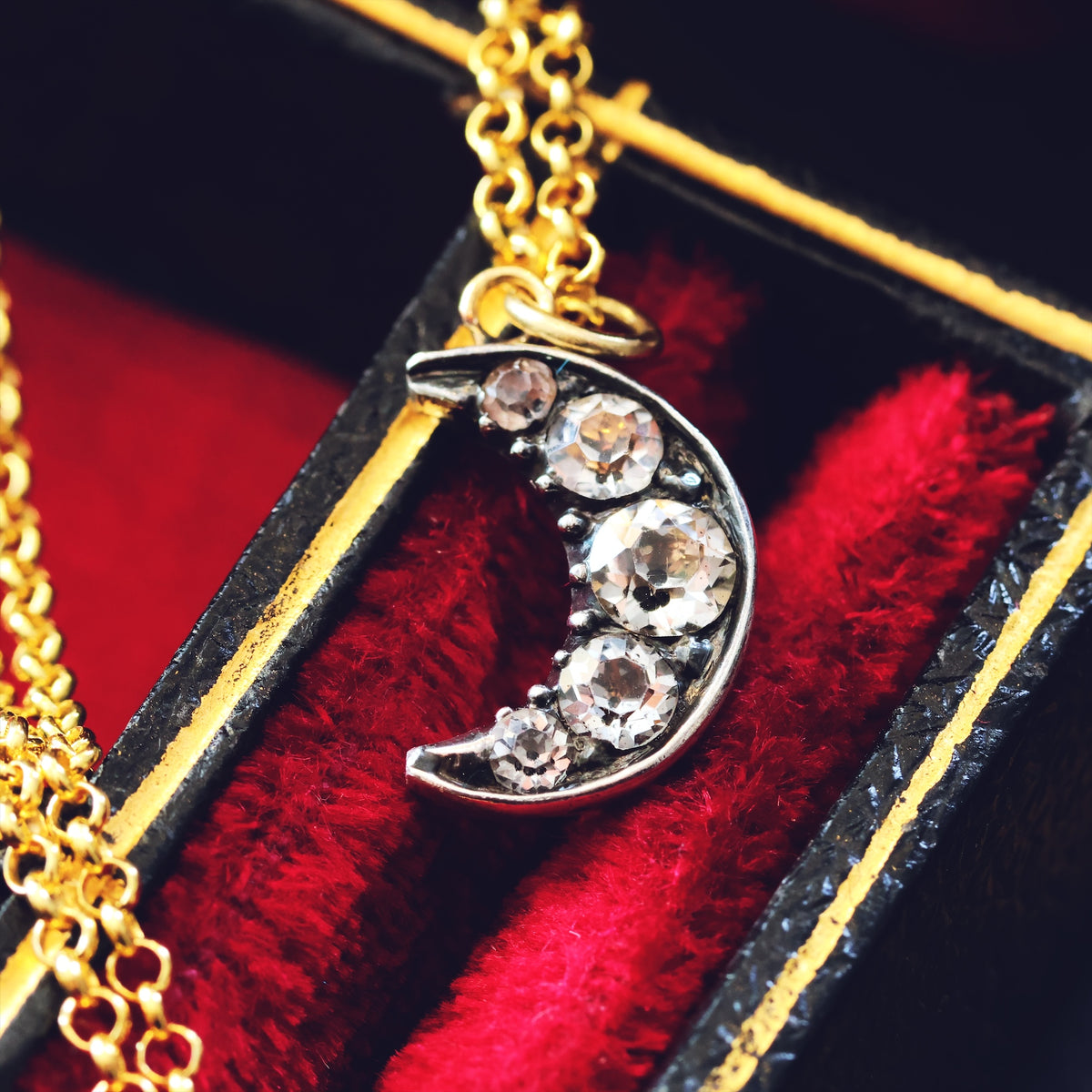 Upcycled Antique Georgian Paste Crescent Moon Pendant