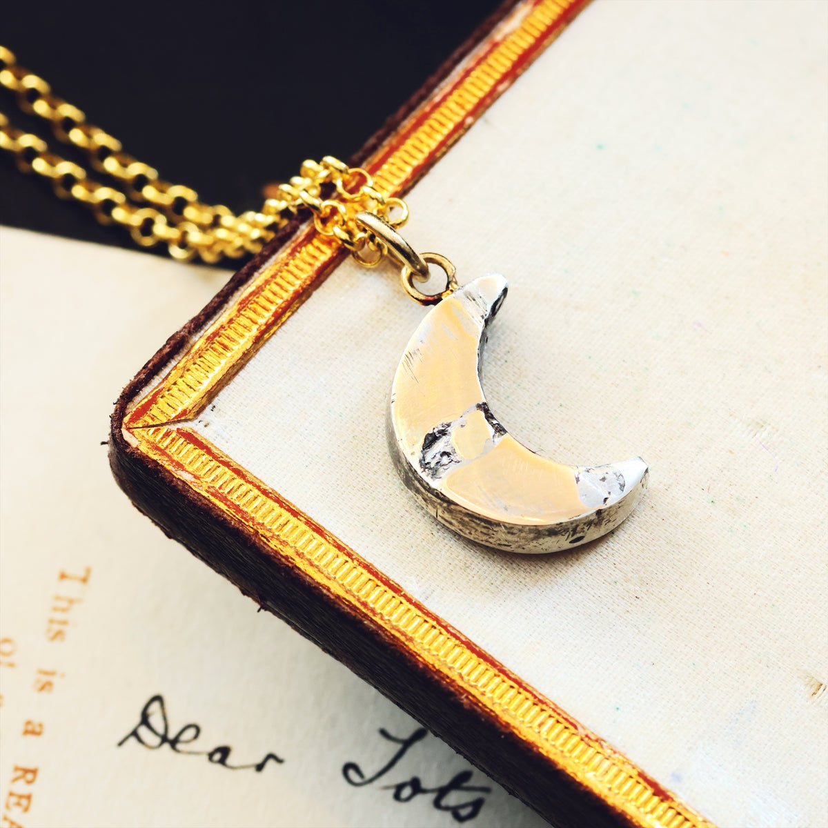Upcycled Antique Georgian Paste Crescent Moon Pendant
