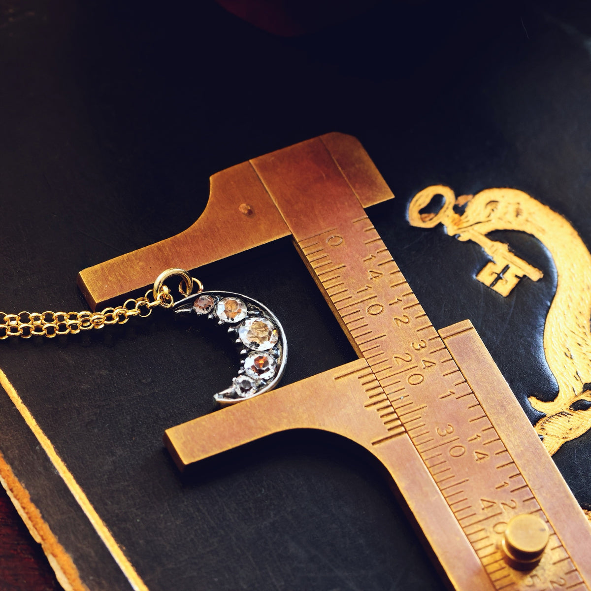 Upcycled Antique Georgian Paste Crescent Moon Pendant