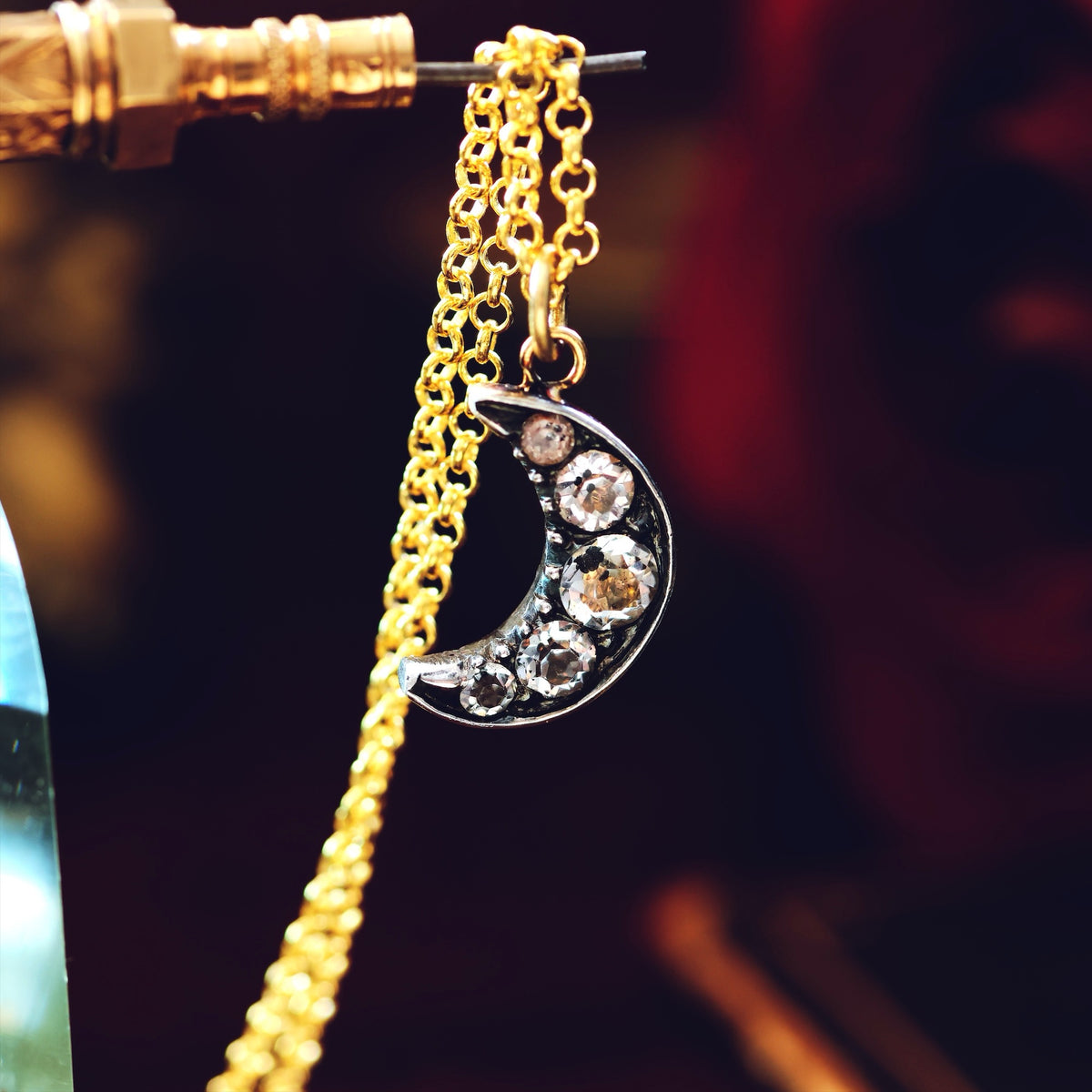 Upcycled Antique Georgian Paste Crescent Moon Pendant