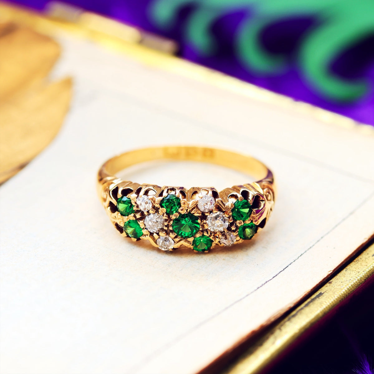 Date 1907 Green Demantoid Garnet & Diamond Ring