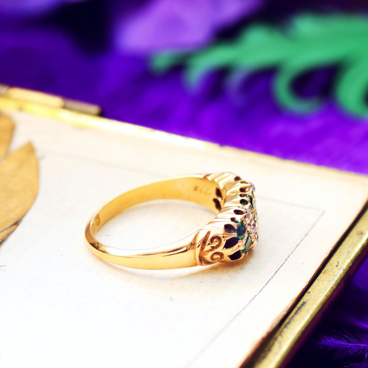 Date 1907 Green Demantoid Garnet & Diamond Ring