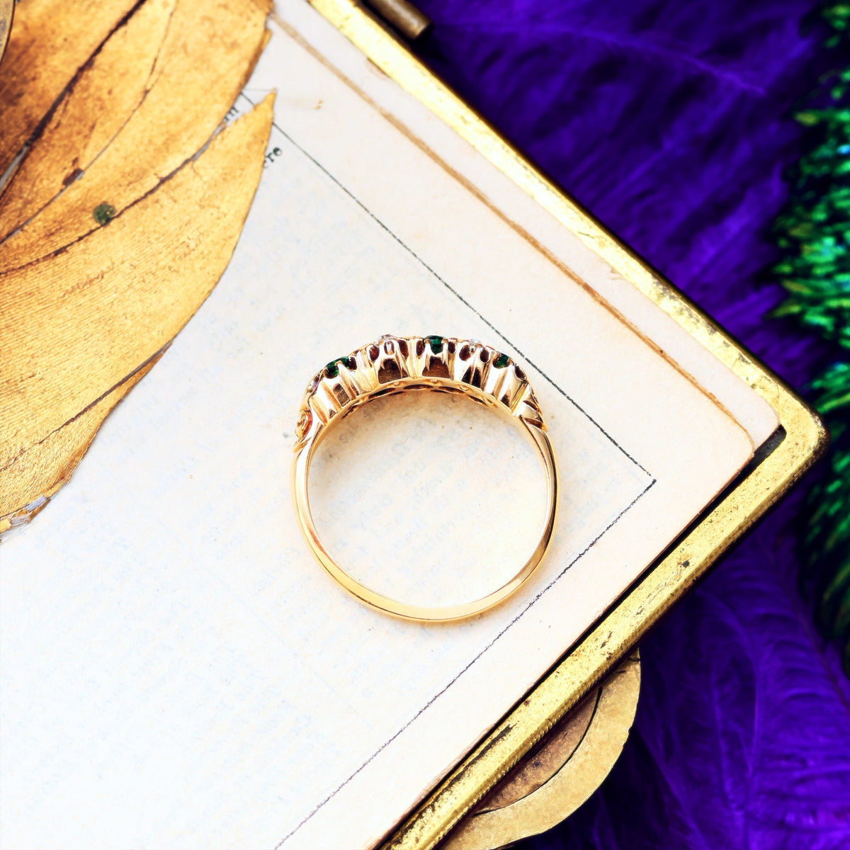 Date 1907 Green Demantoid Garnet & Diamond Ring