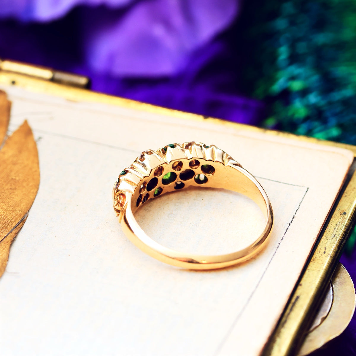 Date 1907 Green Demantoid Garnet & Diamond Ring