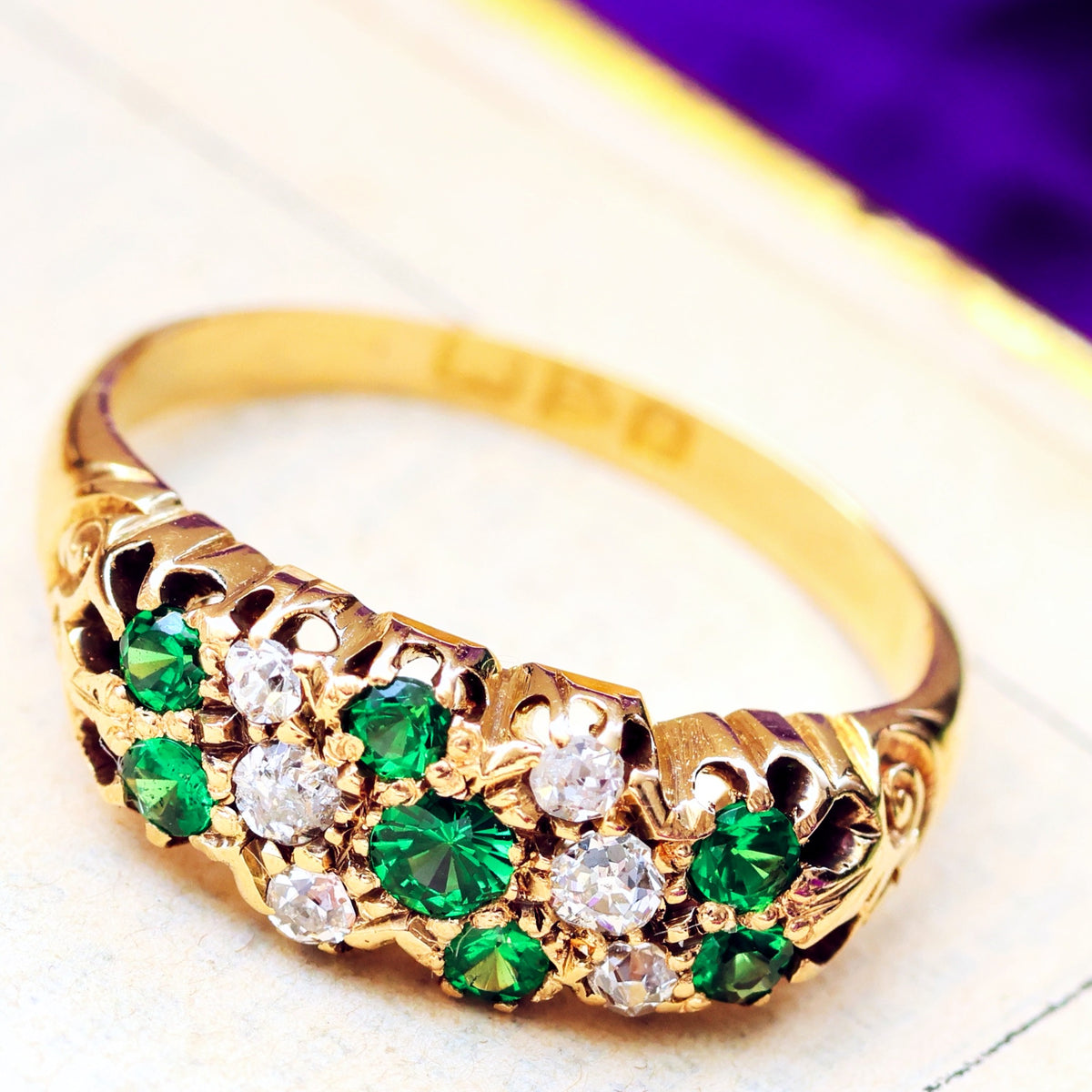 Date 1907 Green Demantoid Garnet & Diamond Ring
