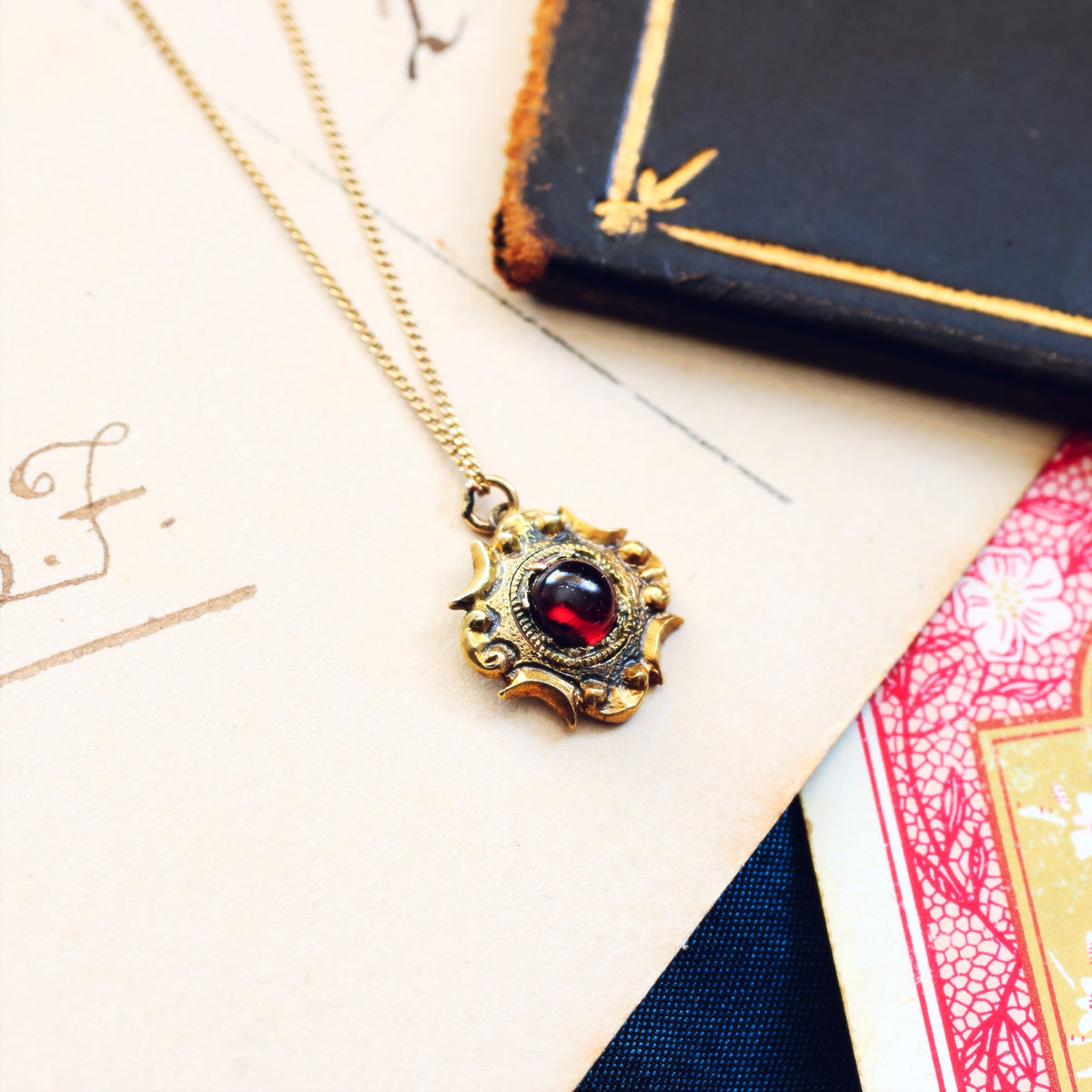 Bewitching Victorian Gothic! Garnet Pendant