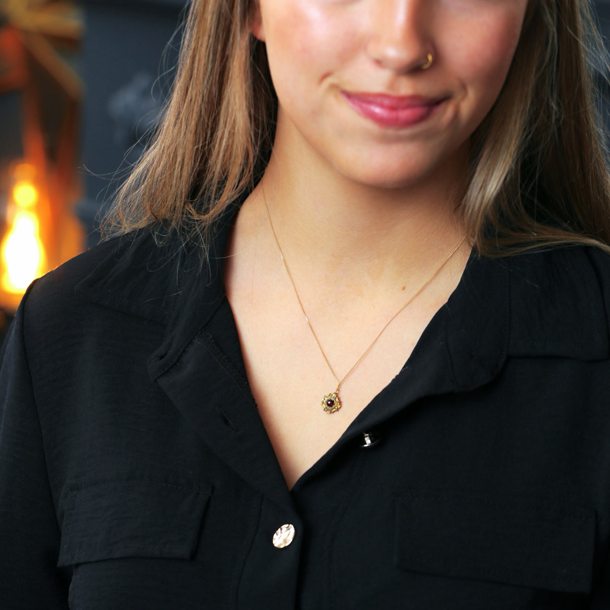 Bewitching Victorian Gothic! Garnet Pendant