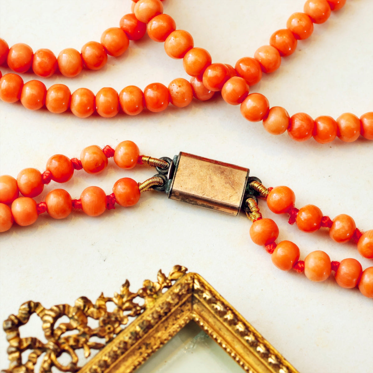 Antique Victorian Peach Coral Necklace