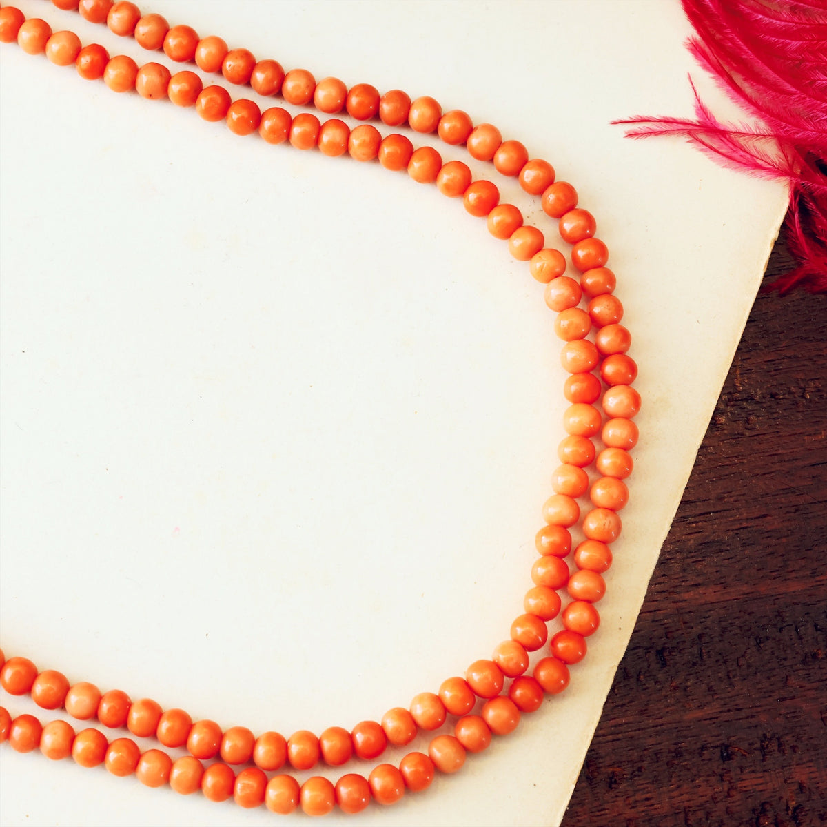 Antique Victorian Peach Coral Necklace