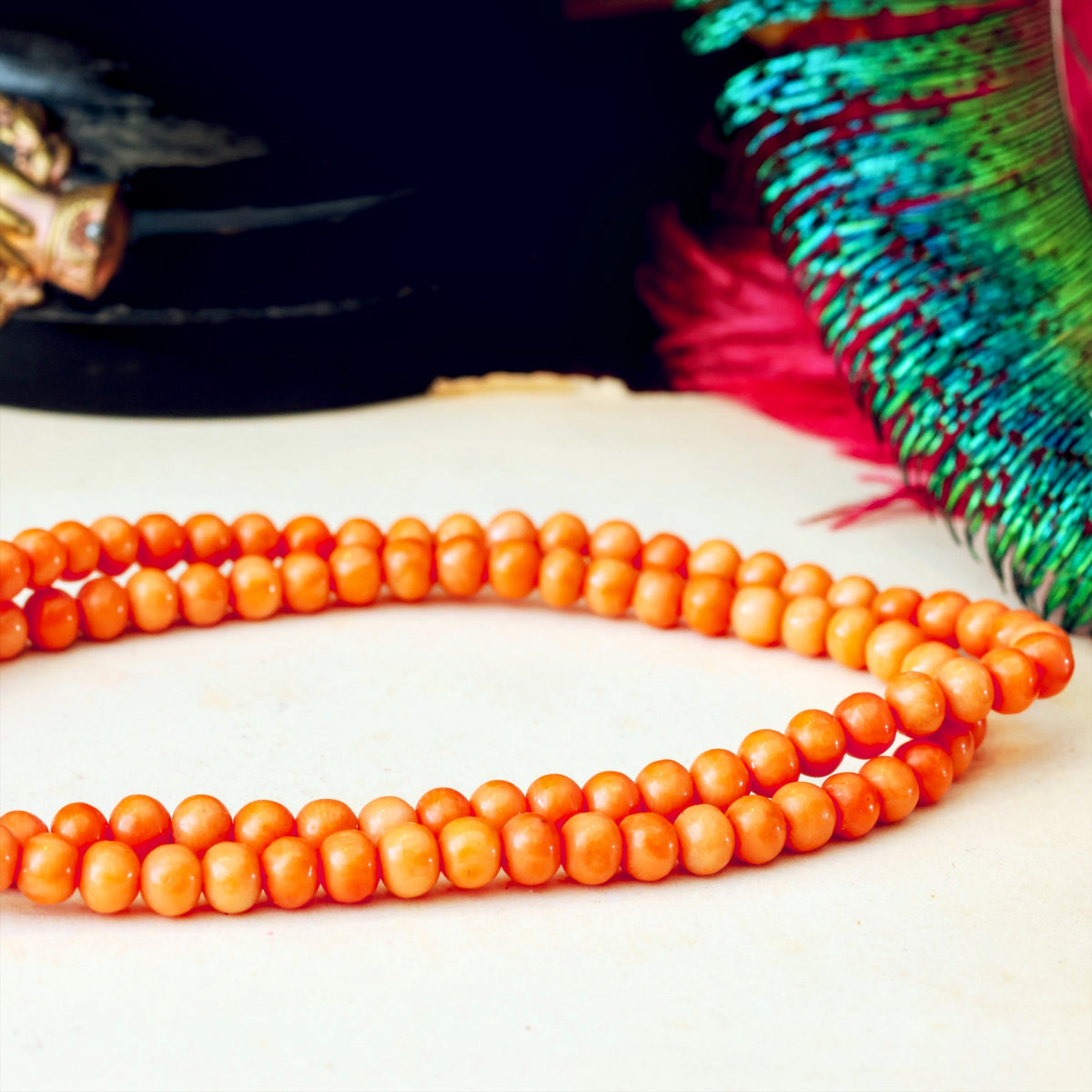 Antique Victorian Peach Coral Necklace