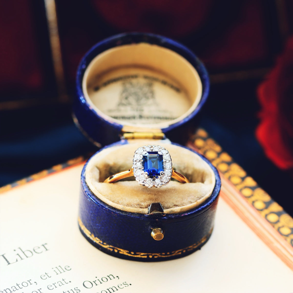 Vintage Date 1988 Sapphire & Diamond Cluster Ring