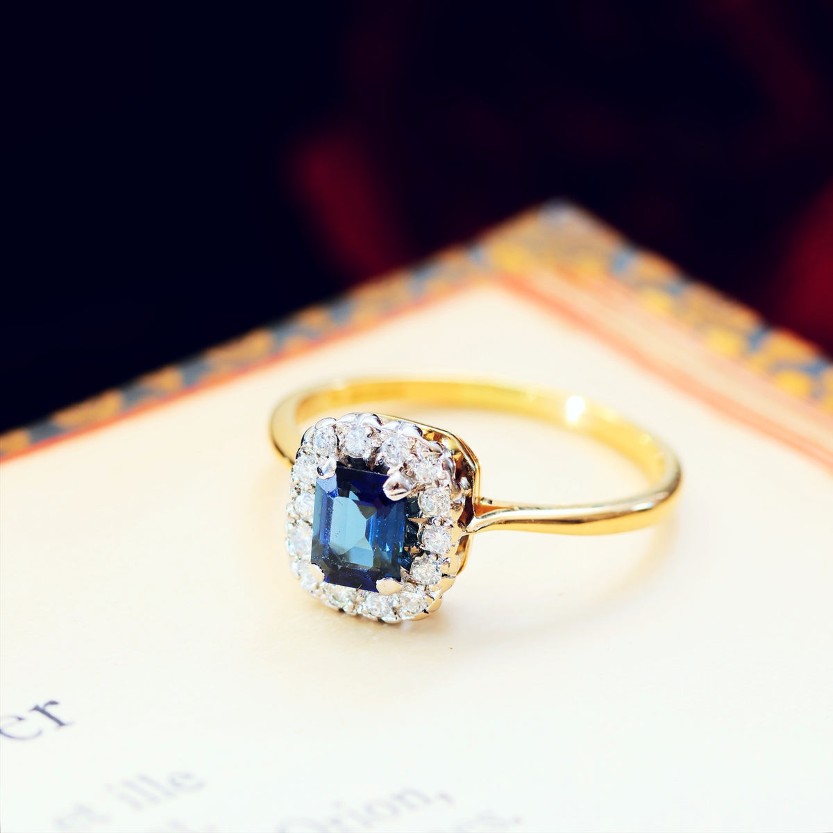 Vintage Date 1988 Sapphire & Diamond Cluster Ring