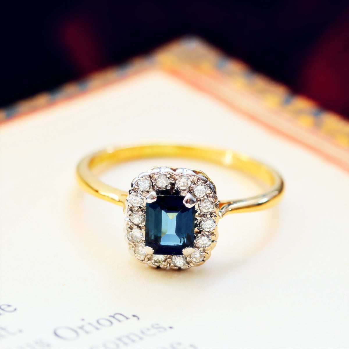 Vintage Date 1988 Sapphire & Diamond Cluster Ring