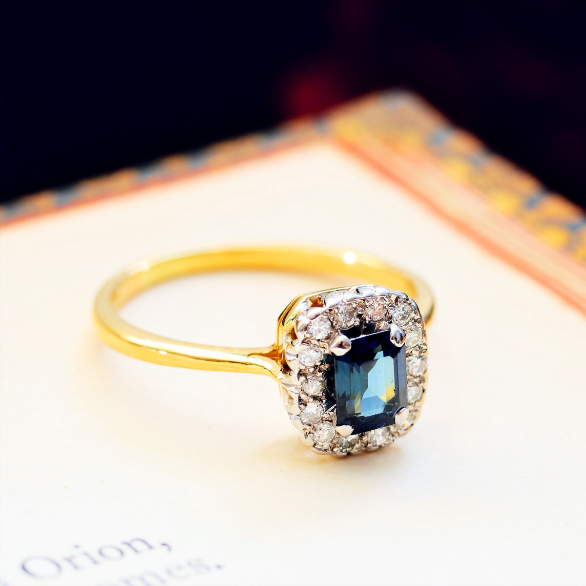 Vintage Date 1988 Sapphire & Diamond Cluster Ring