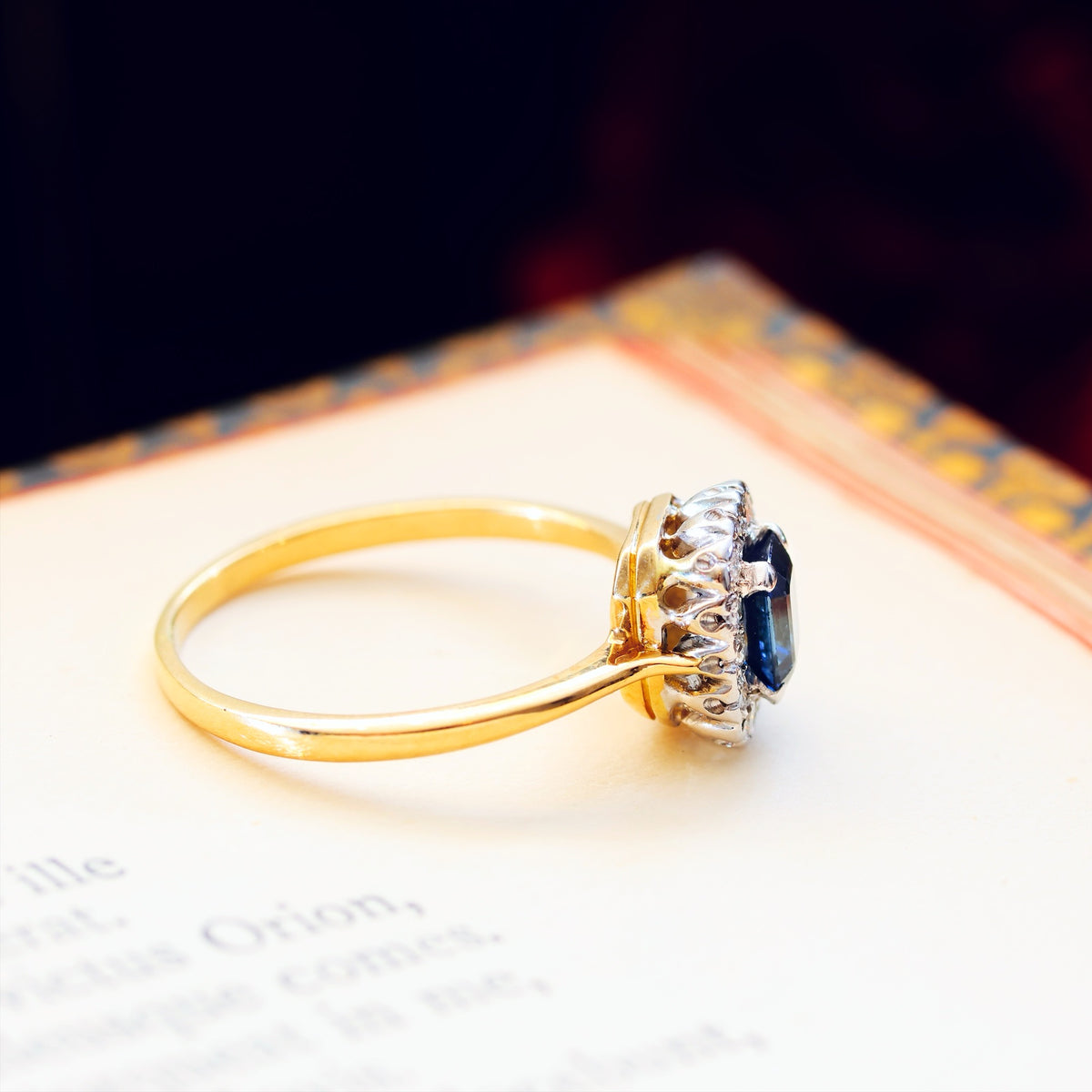 Vintage Date 1988 Sapphire & Diamond Cluster Ring